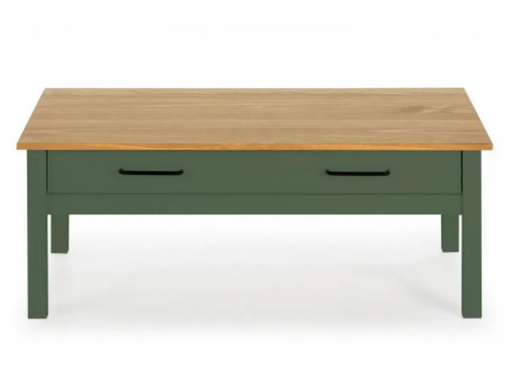Olivově zelený borovicový konferenční stolek Marckeric Miranda 100 x 55 cm