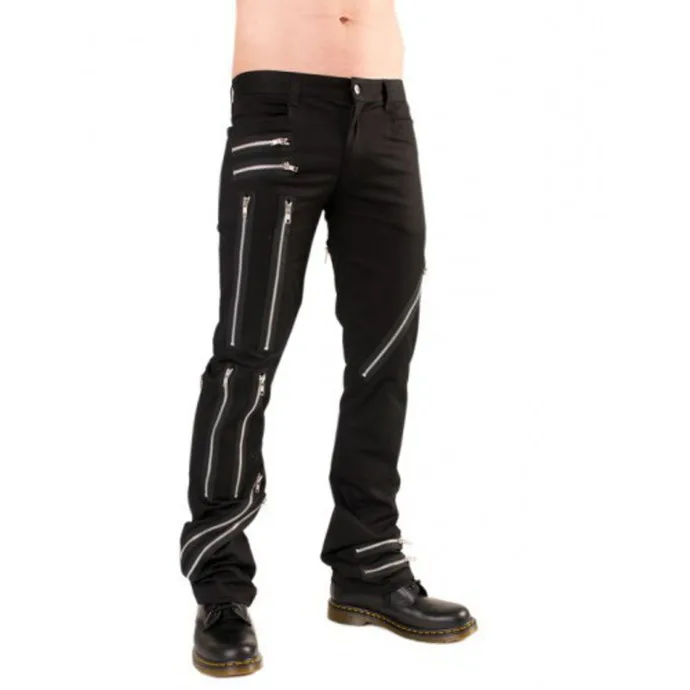 kalhoty gothic BLACK PISTOL Zipper Pants Denim Black 26